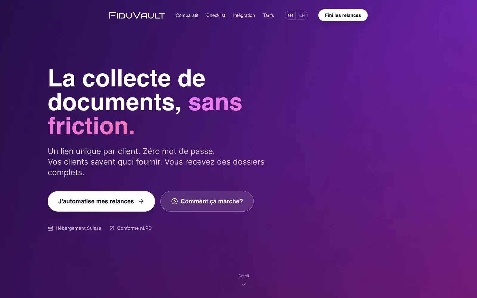 Aperçu du site de FiduVault